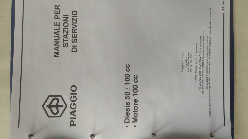 manuale officina originale piaggio diesis 50 / 100