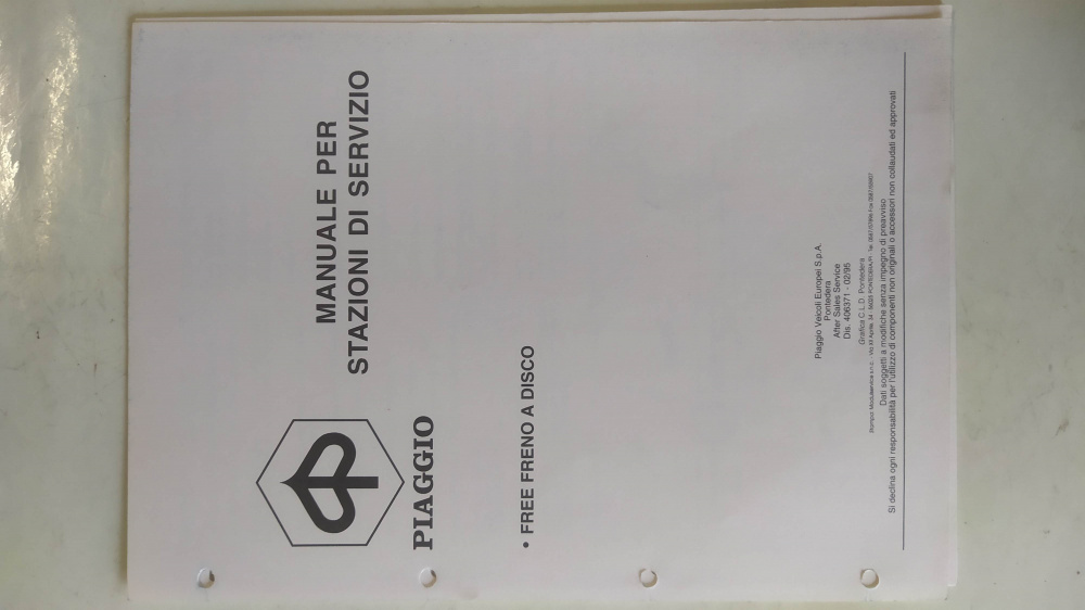 manuale officina originale piaggio free 50 - freno disco - 100 4t