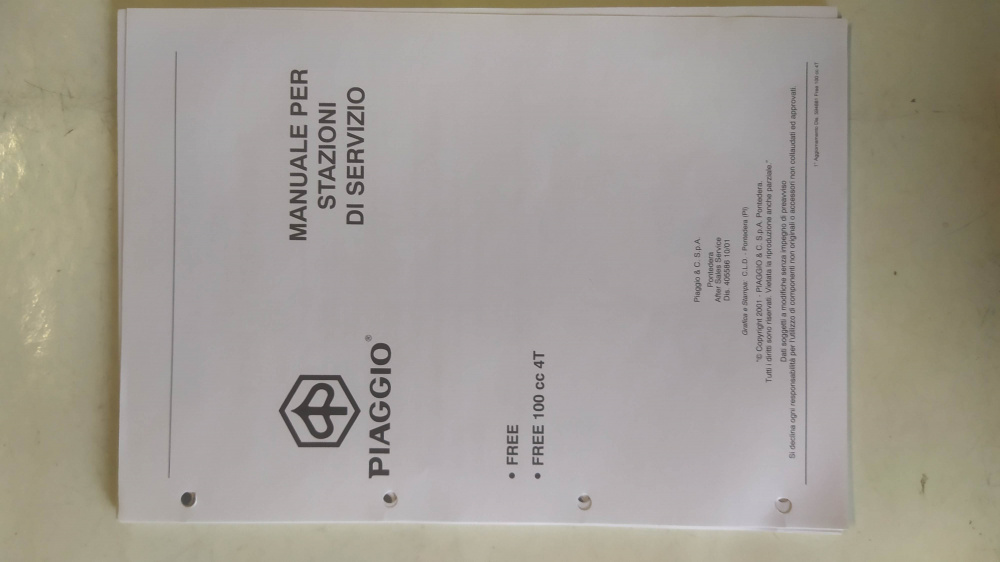 manuale officina originale piaggio free 50 - freno disco - 100 4t