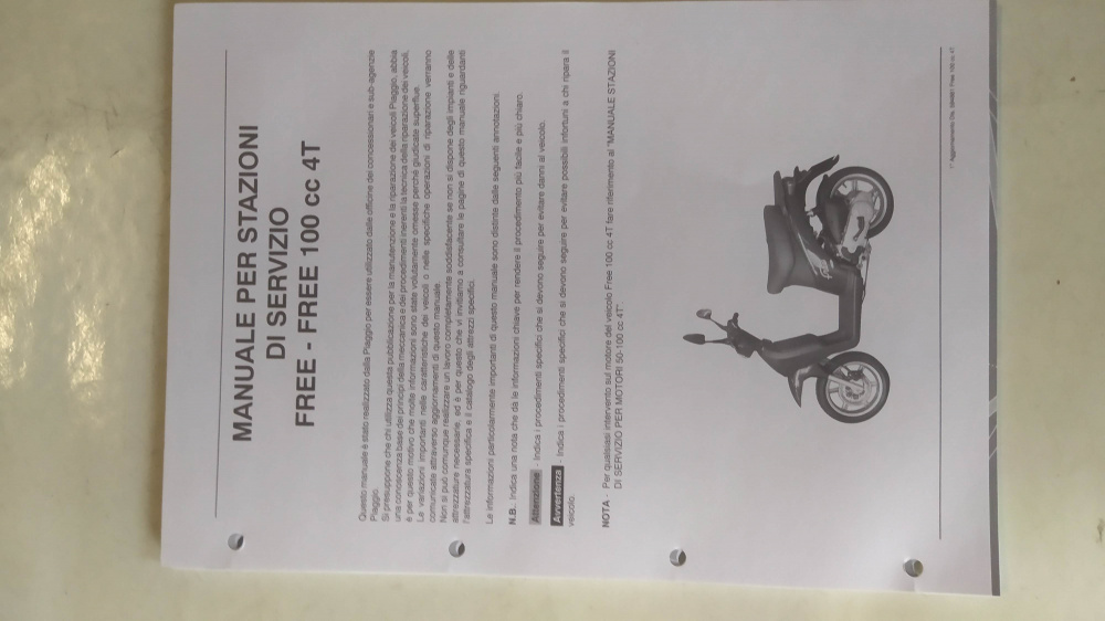 manuale officina originale piaggio free 50 - freno disco - 100 4t