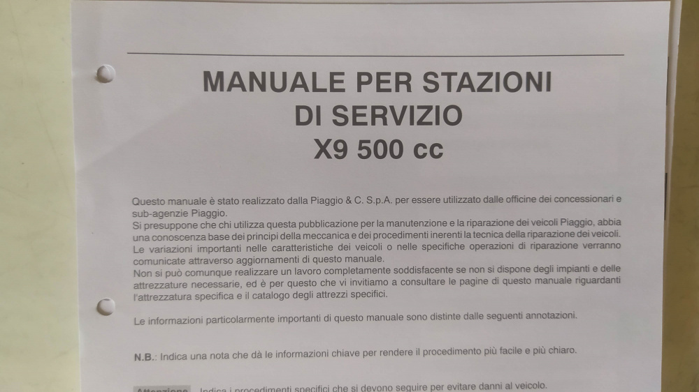 manuale officina originale piaggio 594762 come nuovo motori 500 cc