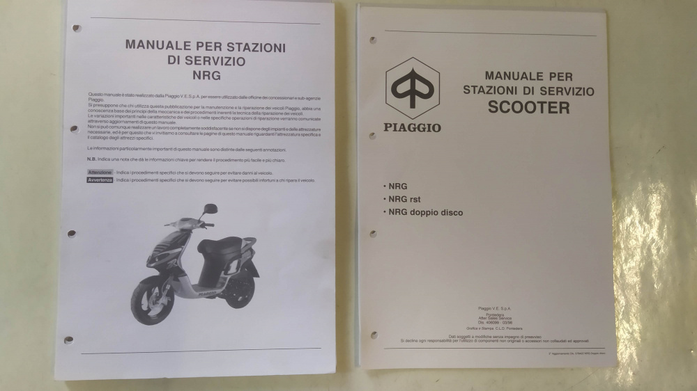 manuale officina originale piaggio nrg - nrg rst - nrg doppio disco