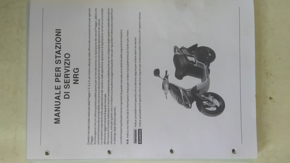 manuale officina originale piaggio nrg - nrg rst - nrg doppio disco