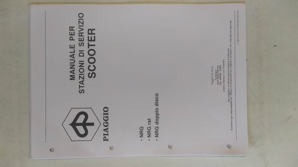 manuale officina originale piaggio nrg - nrg rst - nrg doppio disco