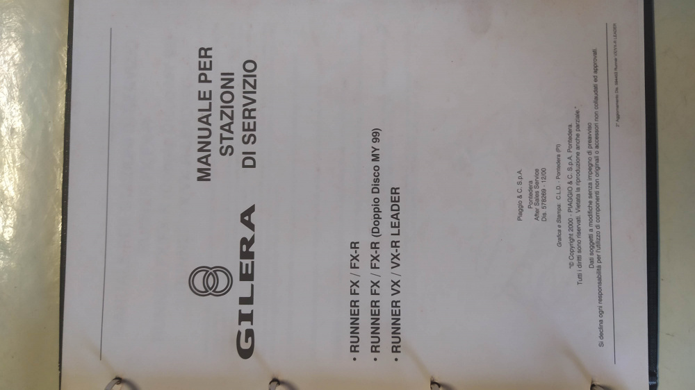 manuale officina originale come nuovo gilera runner vx / vx-r leader