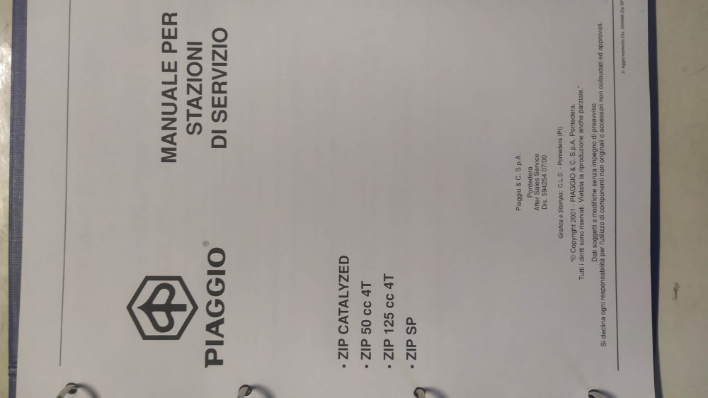 manuale officina originale piaggio zip cat - zip 50 4t - zip 125 4t - zip sp
