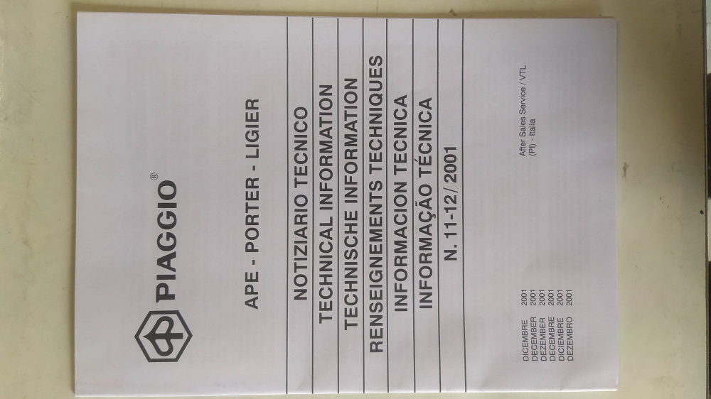 notiziari tecnici ape - porter - ligier anno 2001