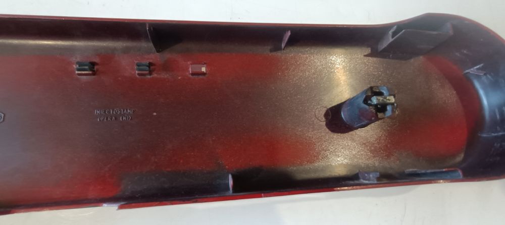 coppia fianchetti variatore usati rossi riverniciati piaggio ciao - ha 4/5 attacchini rovinati ed una incrinatura nella parte finale