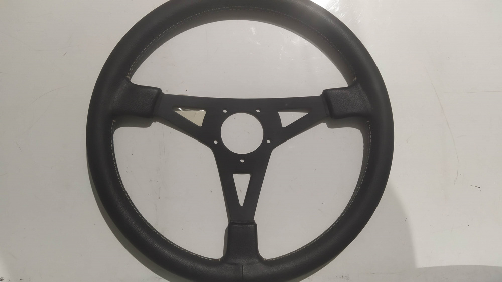 volante in pelle auto epoca con inserto in legno diamtero 37