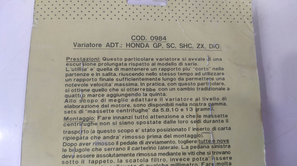 variatore pinasco honda gp / sc / shc / zx / dio