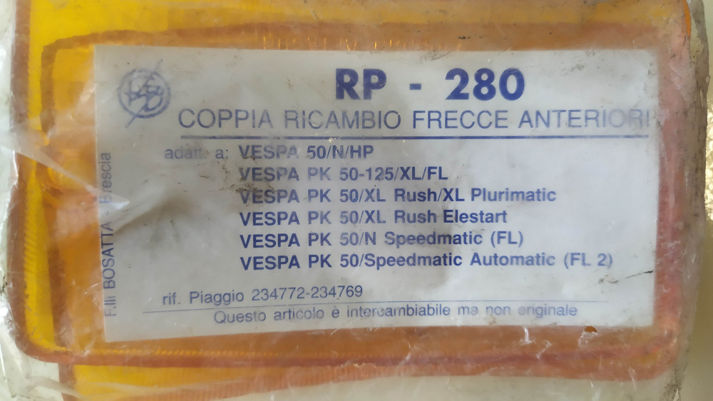 coppia gemme frecce ant. bosatta piaggio vespa pk 50/n - 234772 - triom 234769