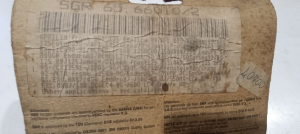 pasticche freno ant. aprilia 125 cc. af1 &ndash; futura &ndash; rs / gilera mx1 125 &ndash; sp01 125